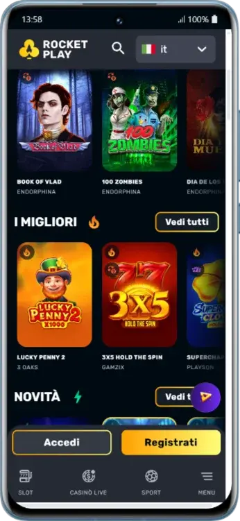 App RocketPlay per dispositivi Android